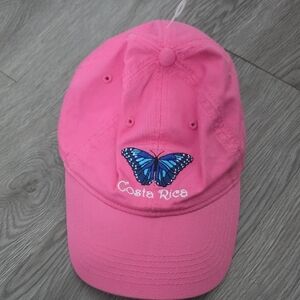T.J.Maxx Pink Cap with Blue Butterfly